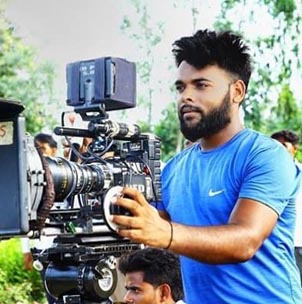 Filming a scene for a short film