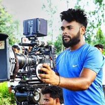 Filming a scene for a short film